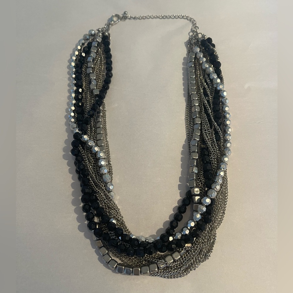 Silver and Black Statement Necklace